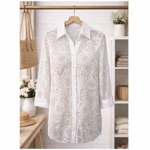 MISCHA SHEER LACE FLORAL BLOUSE ~ NWOT